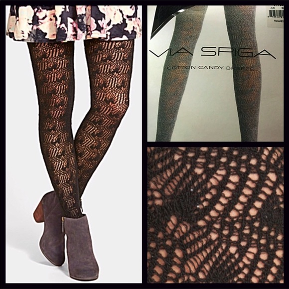 BLACK CROCHET LACE TIGHTS - Picture 2 of 6